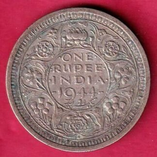 British India 1944 Bombay Mint George VI One Rupee Silver Coin – F6329