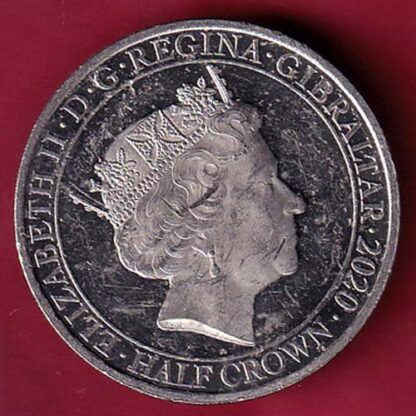 ELIZABETH II DEI-GRA REGINA. GIBRALTAR 2020 HALF CROWN NEWER WAS SO MUCH OWED BY SOMANYTO SO FEW  :- F6381
