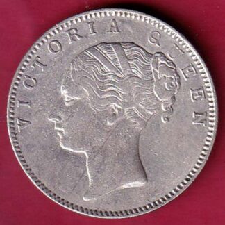 EAST INDIA COMPANY 1840 CONTINIOUS LEGEND VICTORIA QUEEN 1 RUPEE SILVER COIN – F6405