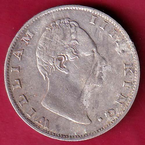 EAST INDIA COMPANY 1835 WILLIAM IIII KING GEORGE ONE RUPEE SILVER COIN :-F6531