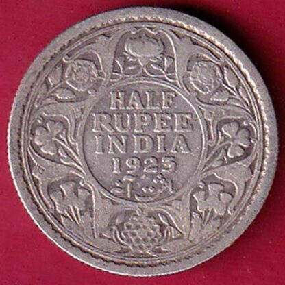 British India 1923  George V king Emperor HALF Rupee – FC3409 - Image 2