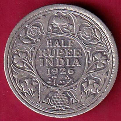 British India 1926 BOMBAY MINT   George V king Emperor HALF Rupee – FC3410 - Image 2