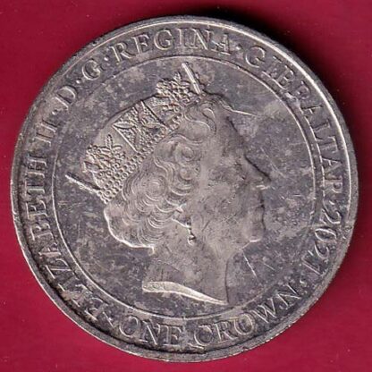 ELIZABETH II DEI-GRA REGINA. GIBRALTAR 2021 ONE CROWN IN FLANDERS FIELDS THE POPPIES BLOW - F6837 - Image 2