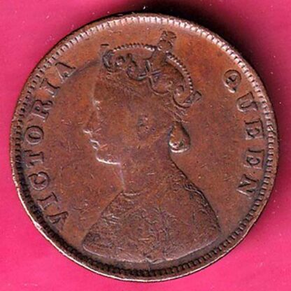 British india 1862 victoria queen half anna copper coin :- F7035 - Image 2
