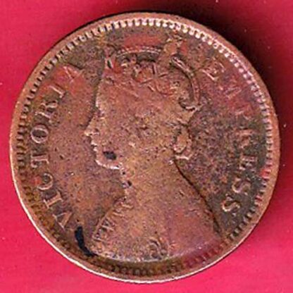 BRITISH INDIA 1887 VICTORIA empress  1/2 pice copper coin  – FC4171 - Image 2