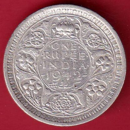 BRITISH INDIA 1942 BOMBAY MINT GEORGE VI ONE RUPEE BEAUTIFUL SILVER COIN – FC4592