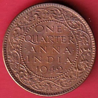 BRITISH INDIA 1942 GEORGE VI ONE QUARTER ANNA-  FC4716