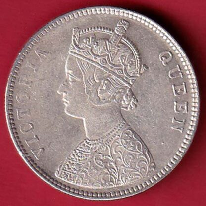 BRITISH INDIA 1862 (0/4 DOTS) VICTORIA QUEEN ONE RUPEE BEAUTIFUL SILVER COIN :- FC4745 - Image 2