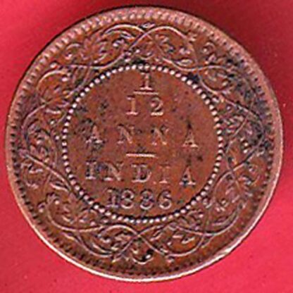 british india 1886 1/12 anna copper coin  – FC4754