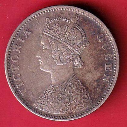 BRITISH INDIA 1876 (0/1DOT ) VICTORIA QUEEN ONE RUPEE BEAUTIFUL SILVER COIN – FC4819 - Image 2