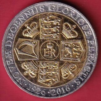 ELIZABETH II DEI-GRA REGINA. GIBRALTAR ONE CROWN NOVEM DECENNIIS GLORIOSE PERACTIS 1926-2016  – FC4830