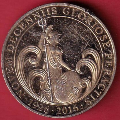novem deceniis glorise peractis 1926-2016 elizabeth ii dei .gra reg f.d. gibraltar one crown   - FC4854 - Image 2