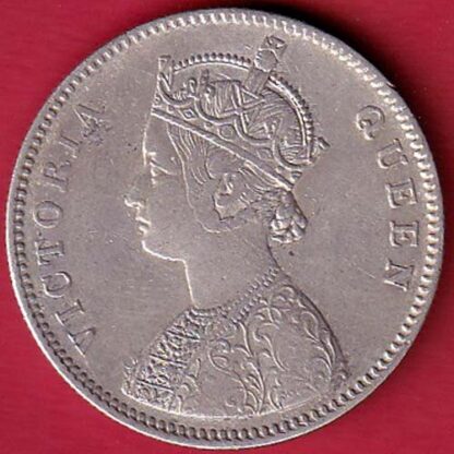 BRITISH INDIA 1862 (0/4 DOTS) VICTORIA QUEEN ONE RUPEE BEAUTIFUL SILVER COIN – FC4901 - Image 2