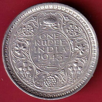 British India 1943 BOMBAY MINT George Vi ONE Rupee Rare Silver coin– FC4945