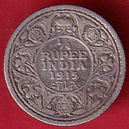 British India 1915 George v 1/4 Rupee silver coin– FC5007