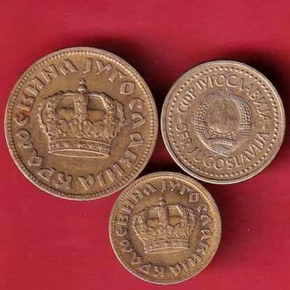 YUGOSLAVIA SET: 2 Dinara (1938) , 1 dinara (1984) , 50 para  (1938)   – FC5014 - Image 2