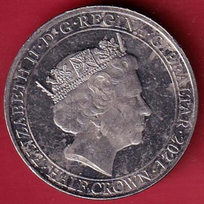 ELIZABETH II DEI-GRA REGINA. GIBRALTAR 2021 FIGHT THROUGH TO FINAL VICTORY HAIF CROWN – FC4887 - Image 2