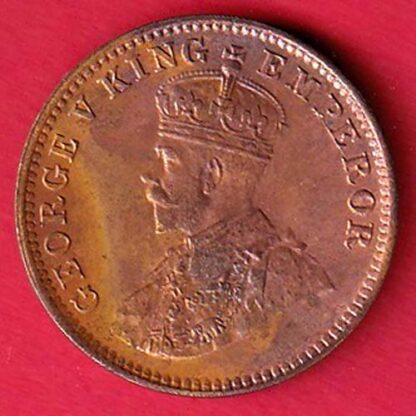 British India 1919 George ONE QUARTER ANNA COPPER coin-  F7632