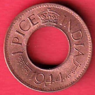 British india king george vi 1944 LAHORE MINT one pice copper coin – f7553