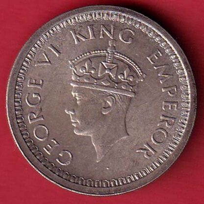 British India 1944 Bombay Mint George VI One Rupee Silver Coin-  F7625 - Image 2