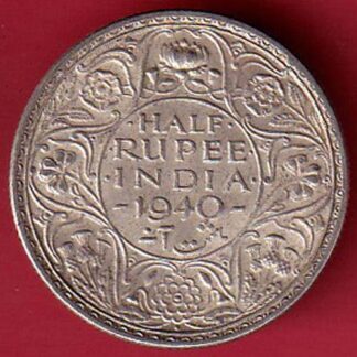 British India Half Rupee 1940 King George VI Silver Coin – f7549