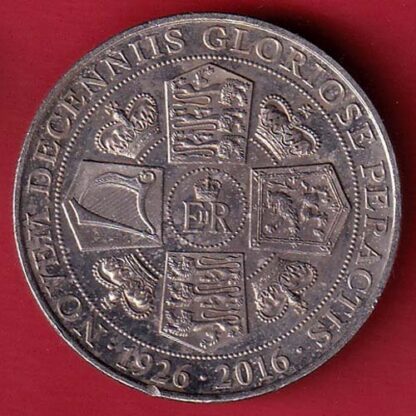 ELIZABETH II DEI-GRA REGINA. GIBRALTAR ONE CROWN NOVEM DECENNIIS GLORIOSE PERACTIS 1926-2016 - FC5117 - Image 2