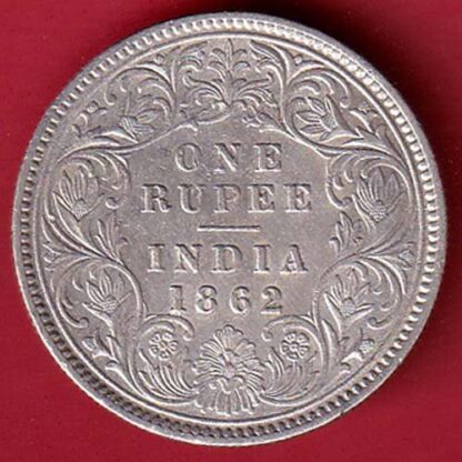 BRITISH INDIA 1862 VICTORIA QUEEN ONE RUPEE BEAUTIFUL SILVER COIN :- FC5130