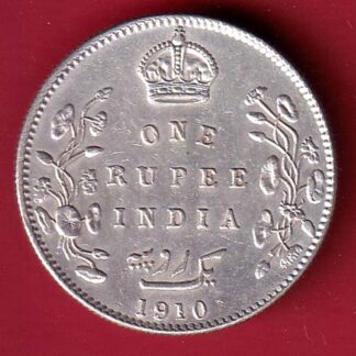 BRITISH INDIA 1910 EDWARD VII KING EMPEROR half RUPEE silver coin– FC5148
