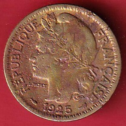REPUBLIQUE FRANÇAISE 1 Franc Territoires sous mandat 1925 copper coin – FC5149