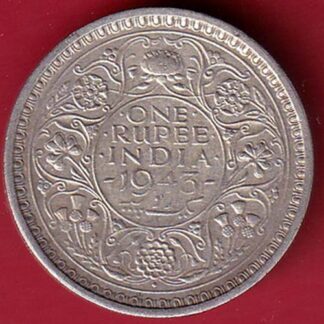 British India 1943 BOMBAY MINT George Vi ONE Rupee Rare Silver coin – FC5171
