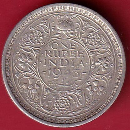 British India 1943 BOMBAY MINT George Vi ONE Rupee Rare Silver coin – FC5171