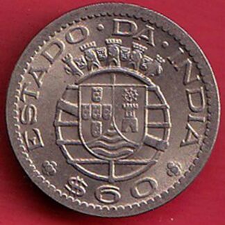 PORTUGUESE INDIA GOA 60 CENTAVOS 1958 COIN -  FC5204