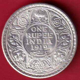 "LUSTER CONDITION" British India 1919 Bombay Mint George v One Rupee Silver coin  - FC5250