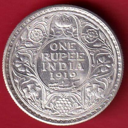 "LUSTER CONDITION" British India 1919 Bombay Mint George v One Rupee Silver coin  - FC5250