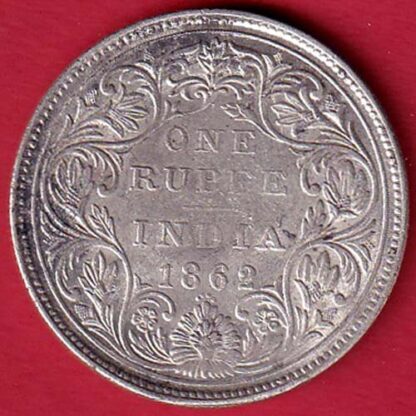 BRITISH INDIA 1862 (0/4 dots) VICTORIA QUEEN ONE RUPEE BEAUTIFUL SILVER COIN- FC5262