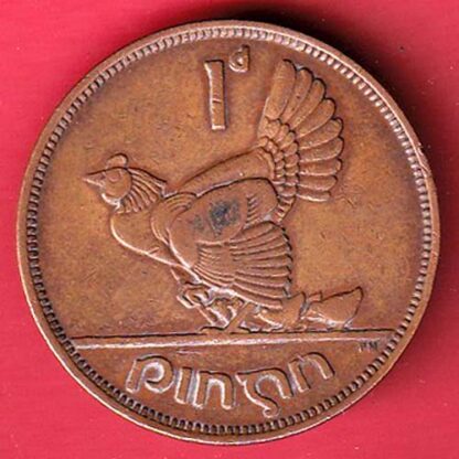 World Coin : Irish 1942  Issued Hen And Chickens Harp Old Ireland– FC5280