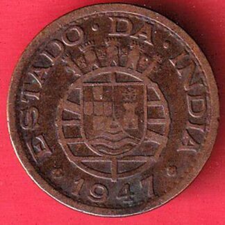 India, Portuguese 1 Tanga - Republic Lisboa mint 1947 copper coin  – FC5177