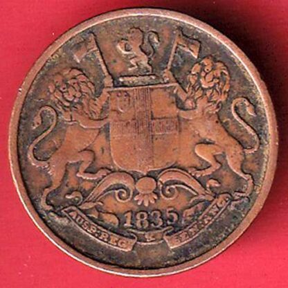 EAST INDIA COMPANY 1835 ONE QUARETR ANNA COPPER COIN  – FC5200 - Image 2