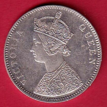 "UNC" BRITISH INDIA 1862 VICTORIA QUEEN (0/4 DOTS) ONE RUPEE BEAUTIFUL SILVER COIN MINT:- BOMBAY  MINT – FC5272 - Image 2