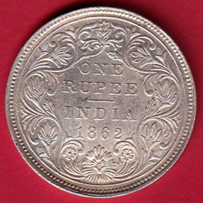 "UNC" BRITISH INDIA 1862 VICTORIA QUEEN  ONE RUPEE BEAUTIFUL SILVER COIN MINT:- MUMBAI  MINT – FC5274