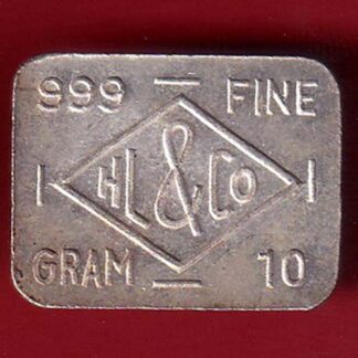 SILVER BAR: Weight – 10.20 gm: "HL & CO" 10 GMS FINE SILVER 999–FC5340