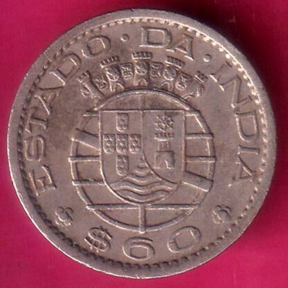 PORTUGUESE INDIA GOA 60 ESCUDO 1959 COIN -  F7796