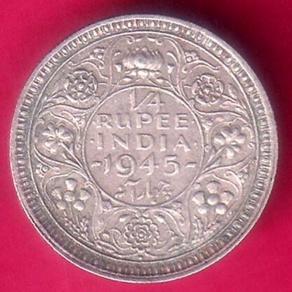 British India 1945 Bombay Mint George Vi 1/4 Rupee -  F7779 - Image 2