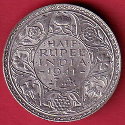 British India 1941 Bombay MInt George Vi Half Rupee silver coin-  F7711 - Image 2