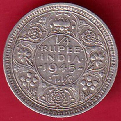 British India 1945 Bombay Mint George Vi 1/4 Rupee -  F7759 - Image 2