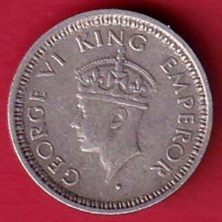 British India 1945 Bombay Mint George Vi 1/4 Rupee-  F7761