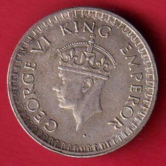 BRITISH INDIA 1942 BOMBAY MINT GEORGE VI HALF RUPEE BEAUTIFUL SILVER COIN-  F7762