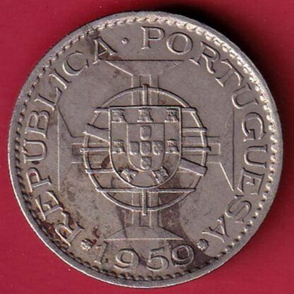 PORTUGUESE INDIA GOA 6 ESCUDO 1959 COIN  – FC5378 - Image 2