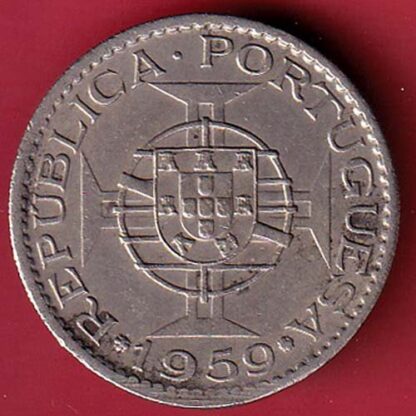 PORTUGUESE INDIA GOA 6 ESCUDO 1959 COIN – FC5398 - Image 2