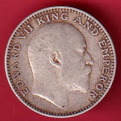 BRITISH INDIA 1907 EDWARD VII KING EMPEROR HALF RUPEE SILVER COIN- FC5483 - Image 2